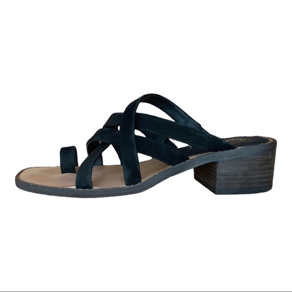 Splendid Women's Stevie Strappy Toe Loop Sandals Heels Suede Summer Black 8.5 - Picture 8 of 12